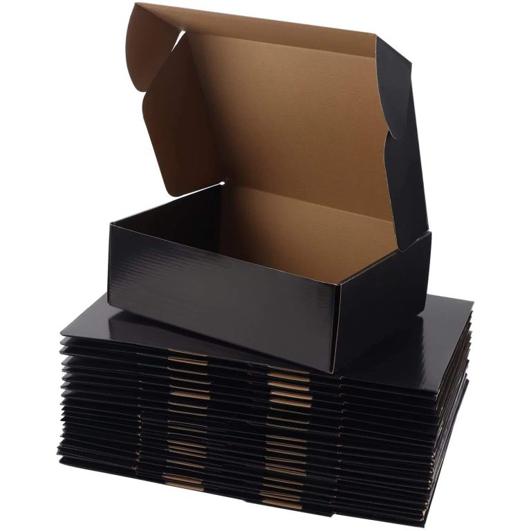 Stacked black folding cartons showing rigid paper box construction